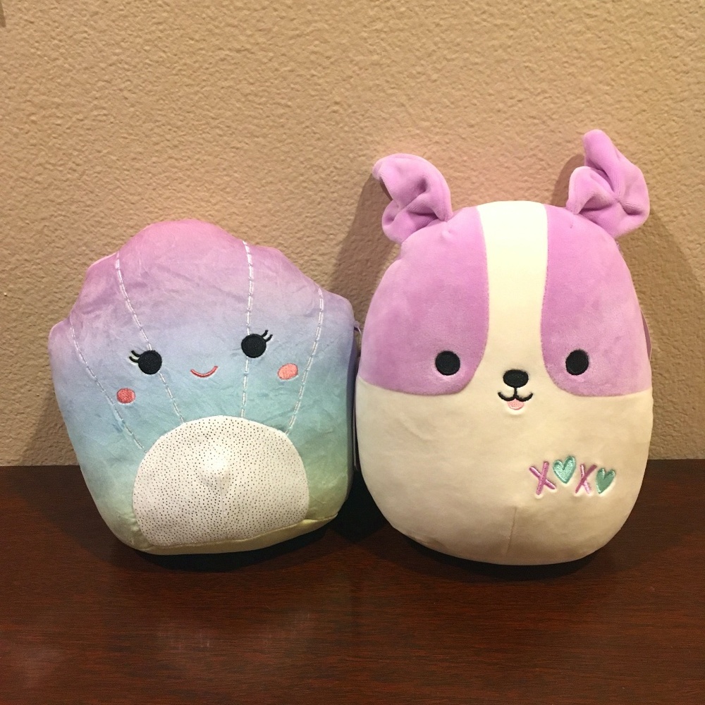Bundle of Two New 8" Squishmallows Shell & Dog